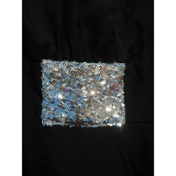 Black and silver Embellished Chiffon Jumpsuit size XL with peplum waist - Picture 4 of 10